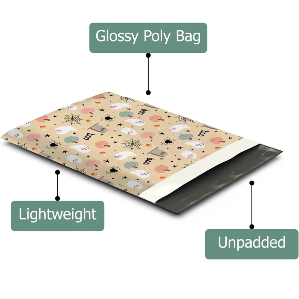 15 cute beige Halloween polymailer packages